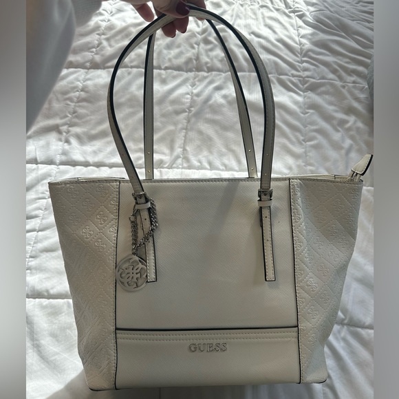 White Guess Leather Double-Handle Handbag - Picture 4 of 4